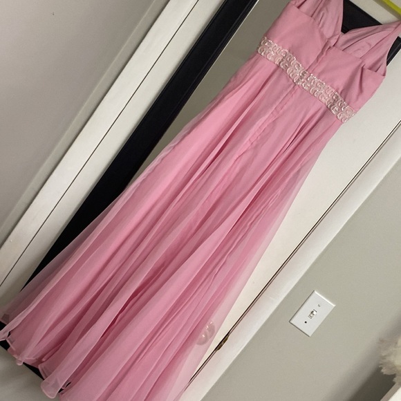Vintage Mike Benet Formals baby pink formal layered sheer with Embellished Waist - Picture 6 of 12